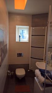 ロンデク・ズドルイにあるCztery pory rokuのバスルーム(トイレ、洗面台付)、窓が備わります。