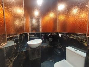 a bathroom with a toilet and a sink at Hostel Amazing Ionika CenterCity in Chişinău