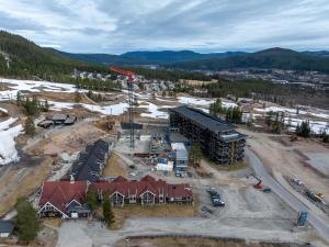 an aerial view of a building under construction at Trysil Alpine Lodge in Trysil