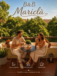 a poster of a man and a woman sitting at a table at Mariclà Boutique Rooms with Balcony & Free Parking in Verona