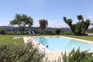 a swimming pool in the middle of a yard at Corfu Green Escape in Achílleion