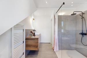 a bathroom with a sink and a shower at Hegauzauber in Tengen +31 photos