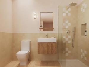 a bathroom with a toilet and a sink and a shower at BYPILLOW Naranjo in Seville