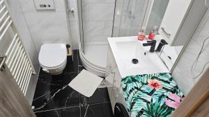 a bathroom with a white sink and a toilet at Apartment Sara in Koper +16 photos