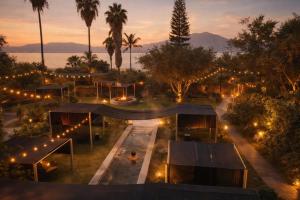 a view of a park at night with lights at Cosalá Grand in San Juan Cosalá