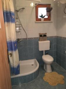 a bathroom with a toilet and a tub and a shower at Guesthouse Alliya in Dubrovnik
