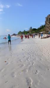 a group of people walking on a beach at Sun house kendwa beach in Kendwa +5 photos
