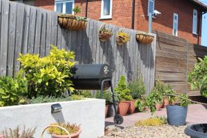 a garden with a bird feeder and plants on a fence at Corner Lodge in Eltham +4 photos