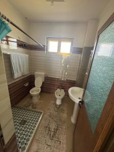 a bathroom with a toilet and a sink at Villa Gjeci Tale in Tale