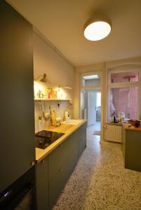 a kitchen with a sink and a counter top at Friesen-Cottage in Friedrichstadt