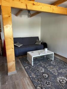 a living room with a couch and a coffee table at Casa ANE in Caransebeş