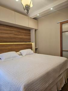 a bedroom with a large white bed with a headboard at APART ALVARADO microcentro in Salta