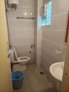 a small bathroom with a toilet and a sink at skylink residency in Chennai