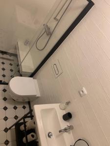 a bathroom with a toilet and a sink at Penzion Lívanec in Horní Bezděkov