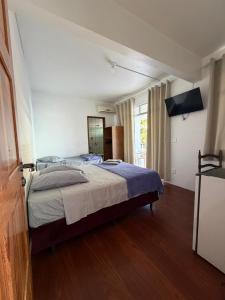a bedroom with a large bed and a window at Hotel Iung in Alfredo Wagner