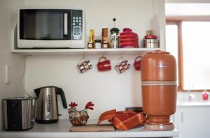 a kitchen counter with a blender and a microwave at TorquayToongahra BnB in Torquay