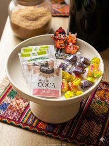 a bowl of food on top of a table at Llama House Cusco in Cusco