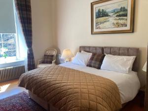 a bedroom with a bed and a picture on the wall at Rob Roy Apartment in Stirling