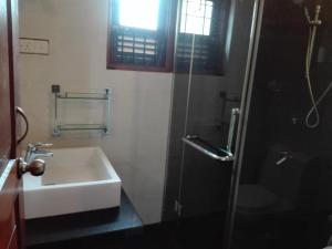 a bathroom with a sink and a shower at Maple Suite in Kadawata