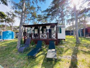 Pine House tesisinin dışında bir bahçe