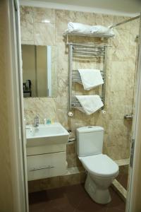 a bathroom with a toilet and a sink and a mirror at Vell Grey Hotel in Martuni
