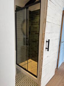a shower with a glass door in a bathroom at Puerto de Jávea in Jávea