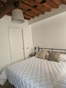 a bedroom with a large white bed with a ceiling at DuomoHome1 in Pietrasanta