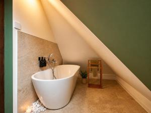 a bathroom with a bath tub in the attic at Cabane urbaine in Sarreguemines