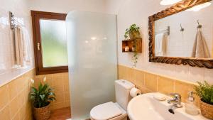 a bathroom with a toilet and a sink and a mirror at La Casa de Pría in Garaña +25 photos