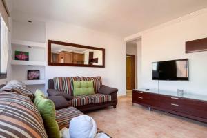 a living room with a couch and a flat screen tv at Lamar Suites in Arinaga