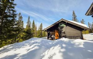 a pile of snow in front of a shack at Amazing Home In Eggedal With Wifi in Eggedal