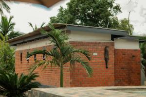 a brick house with a palm tree in front of it at Chandamali Bed & Breakfast in Kitwe +13 photos