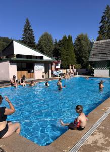 a group of people sitting in a swimming pool at Chalet in Le Tholy