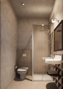 a bathroom with a shower and a toilet and a sink at BYPILLOW Del Presto in Florence +9 photos