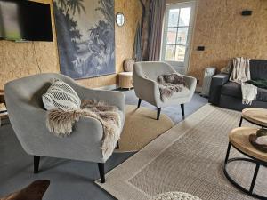 a living room with two chairs and a couch at B&B De Emmer in Noord-Sleen