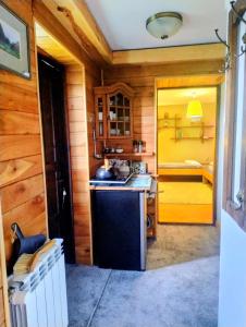 a kitchen with a stove and a sink in a room at Chata za Wsią u Kowalików in Skała +18 photos