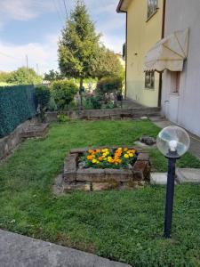a garden with a bunch of flowers in a yard at Casa Cristina in Ospedaletto Euganeo