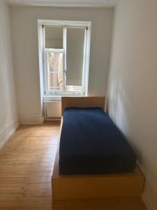a bed in a room with a window at Basel Shared Apartment in Basel