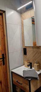 a bathroom with a sink and a mirror at Raj nad Narwią in Zatory +33 photos
