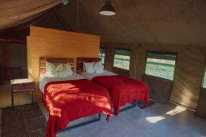 a bedroom with a large bed in a tent at Zuri Camp - Tent Kiama in Tsumeb +8 photos