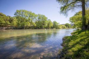 a river with trees on the side of it at RR 1300 Hondos River Haus in Canyon Lake