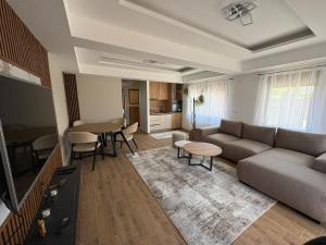 a living room with a couch and a table at Divine Apartmani in Dobanovci