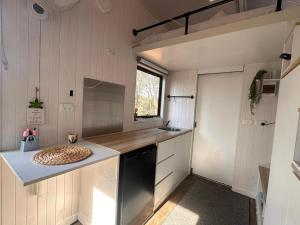 a small kitchen with a counter and a sink at Tiny House Adventure by Tiny Away in Tallarook