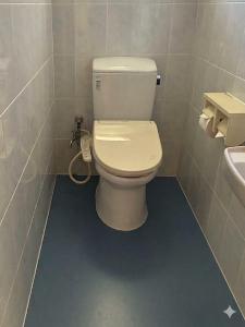 a bathroom with a white toilet and a sink at 本部コテージnobaru in Motobu +2 photos