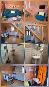 a collage of photos of a bedroom and a room at Emotion Kazbegi in Kazbegi +70 photos