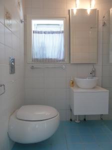 a white bathroom with a toilet and a sink at Spacious Villa in Lillehammer in Lillehammer +11 photos