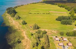 an aerial view of an island in the water at Mehrblick Kopice in Stepnica