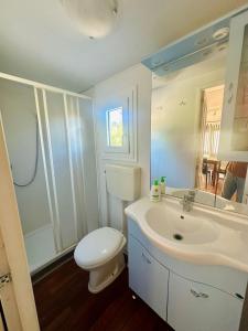 a white bathroom with a toilet and a sink at Agriturismo il Tripesce in Vada +69 photos