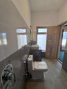 a bathroom with a toilet and a sink at Ostal Residency Pangong in Meruk