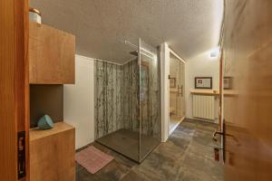 a bathroom with a shower with a glass door at Albergo Diffuso Forgaria Monte Prat in Forgaria nel Friuli +217 photos